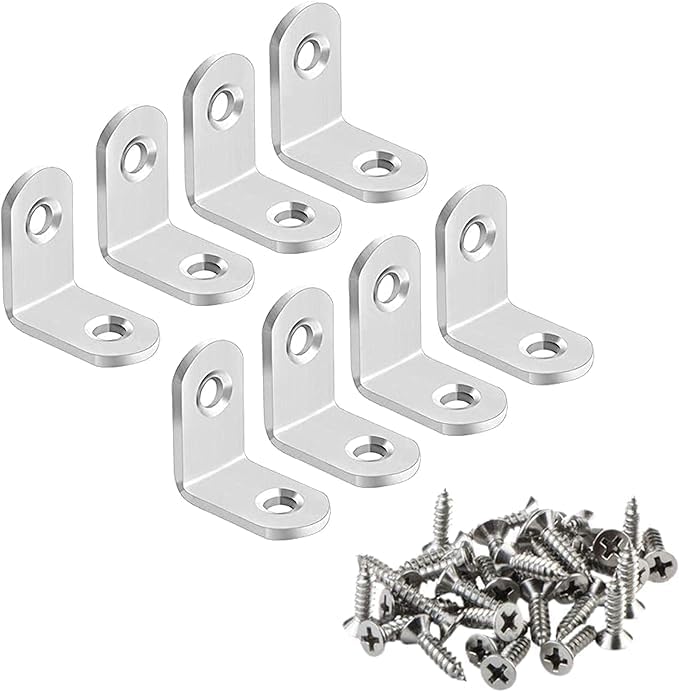 درافل أقواس زاوية على شكل حرف L من الفولاذ المقاوم للصدأ من دورافيل، 25 × 25 × 15 مم، مجموعة من 8 قطع مع براغي - Image 1